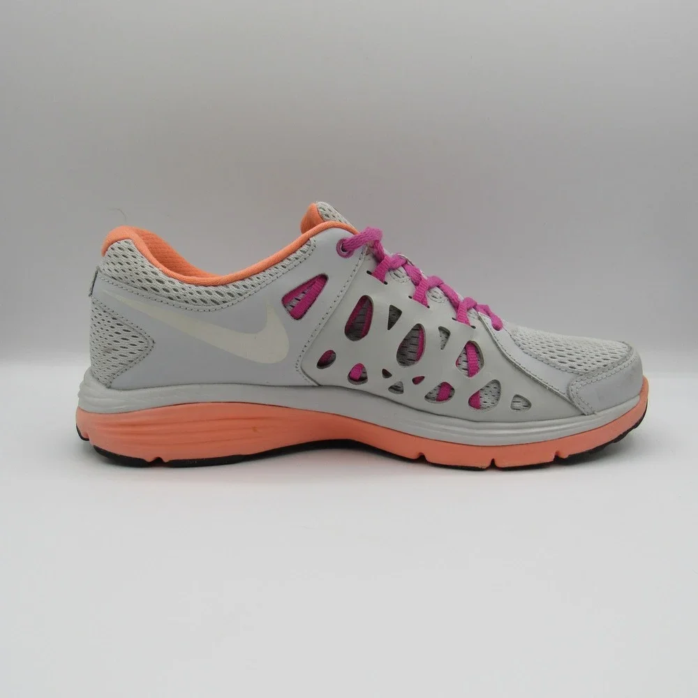 Nike Dual Fusion ST 2 Running Shoes Womens 9.5 Grey Pink Peach  599564-003